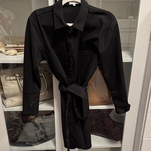 Good American Black Long Sleeve Shirt Dress